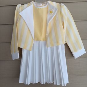 Vintage 90's Girl's KLL Brand 2 Piece Dress Set Complete With Flower Pin. Size 5